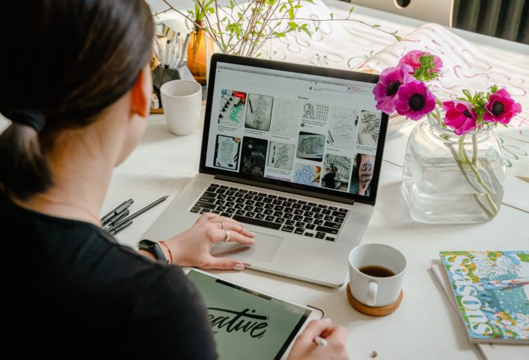 Woman using laptop