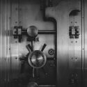 black and silver safe handle